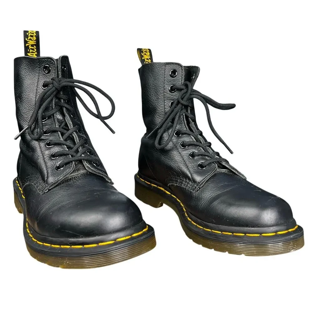 Dr. Martens Women's Pascal Black Leather Combat Boot Size US 8 - Picture 5 of 10
